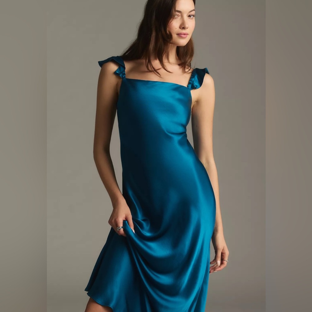 Anthropologie Flutter-Sleeve Square-Neck Maxi Dress